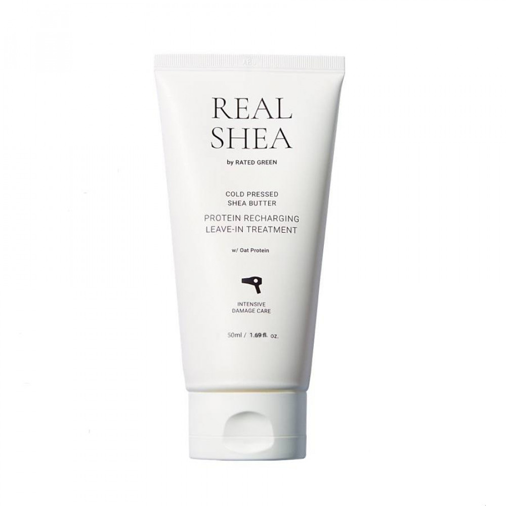 Rated Green Відновлюючий термозахисний крем для волосся з маслом ши REAL SHEA Protein Recharging Leave-in Treatment 50ml Rated Green Відновлюючий термозахисний крем для волосся з маслом ши REAL SHEA Protein Recharging Leave-in Treatment 50ml